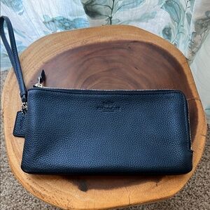 Coach Blue Double Zip Wristlet